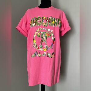 Moschino Couture Pink Graphic T-Shirt Dress Sz 42